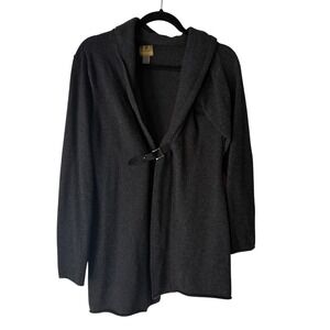 DAMASK Charcoal Gray Cashmere Blend Cardigan Sweater Medium Lagen Quiet Luxury